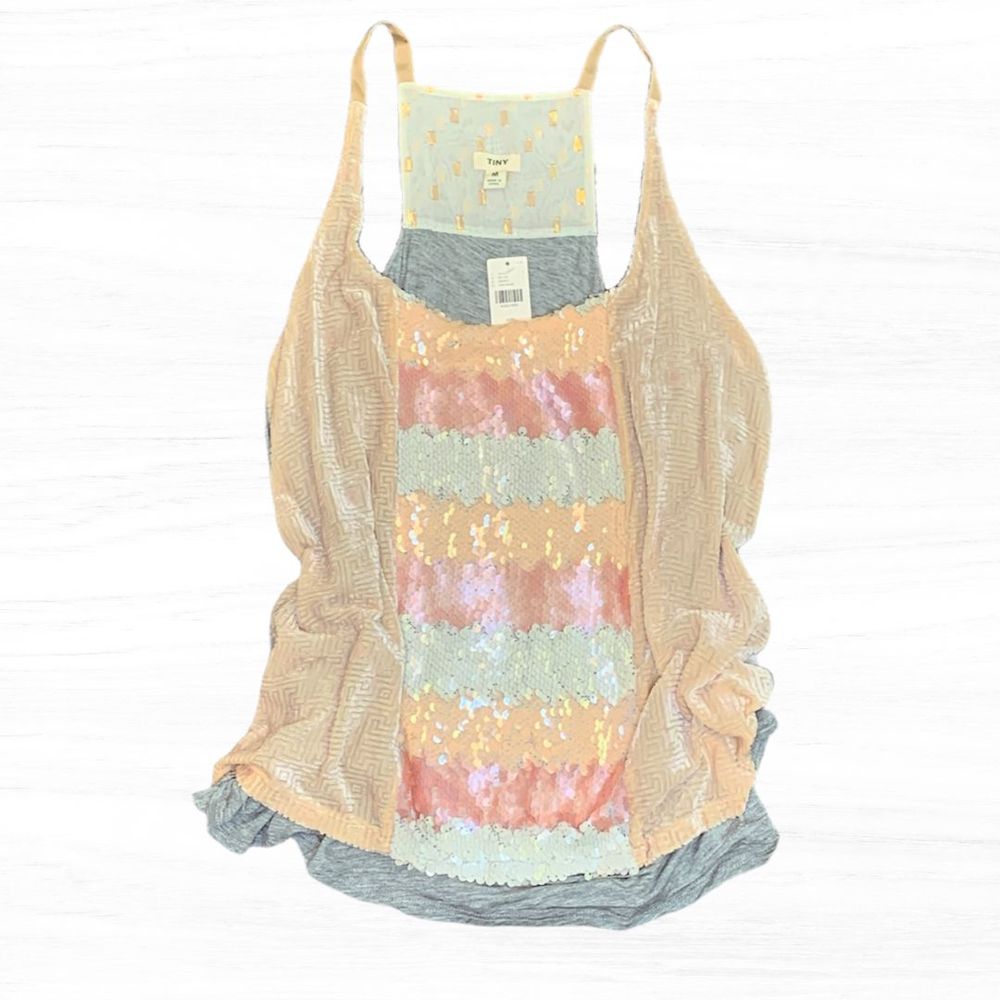 Tiny by Anthropologie Sequin & Velvet Layered Tank